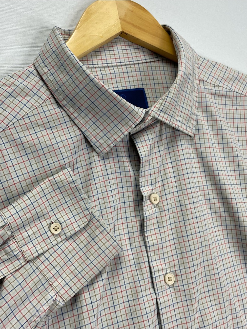 David Donahue Fusion Performance Shirt Men’s XXL 18/34-35 White/Multicolor Check